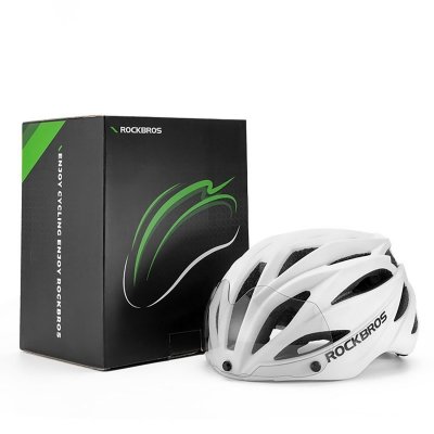 Kask rowerowy z szybką odpinanymi okularami z filtrem UV unisex - biały mat