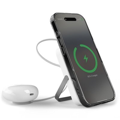 Powerbank bezprzewodowy 10000mAh USB-C MagSafe z podstawką - biały