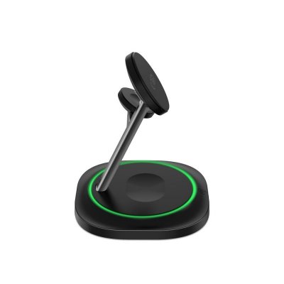 Ładowarka indukcyjna 3w1 do smartfona smartwatcha słuchawek Magnetic MagSafe - czarna