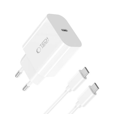 Ładowarka sieciowa USB-C z kablem USB-C PD 20W - biała