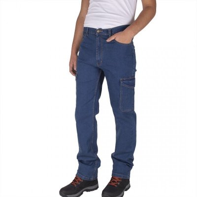 Spodnie robocze elastyczne jeans-duże rozmiary-kolor niebieski-od FIRI : Nazwa własna koloru - Niebieski, Rozmiar - 46