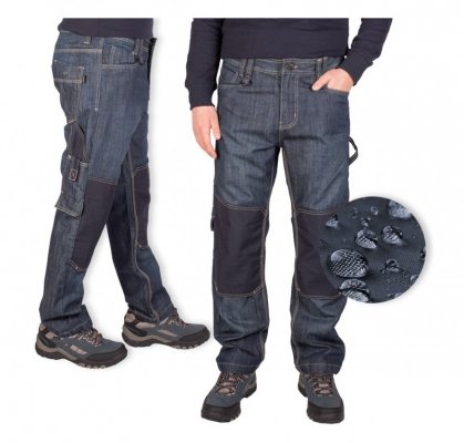 Spodnie robocze jeans męskie z wzmocnieniami -100% bawełna-FIRI : Rozmiar - W38-L34
