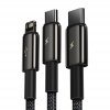 Kabel USB 3w1 Baseus Tungsten Gold, USB do micro USB / USB-C / Lightning, 3.5A, 1.5m (czarny)