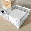 PRZYBORNIK NA BIURKO 205X103X98MM LEVIATAN PERŁOWY METALOWA SIATKA