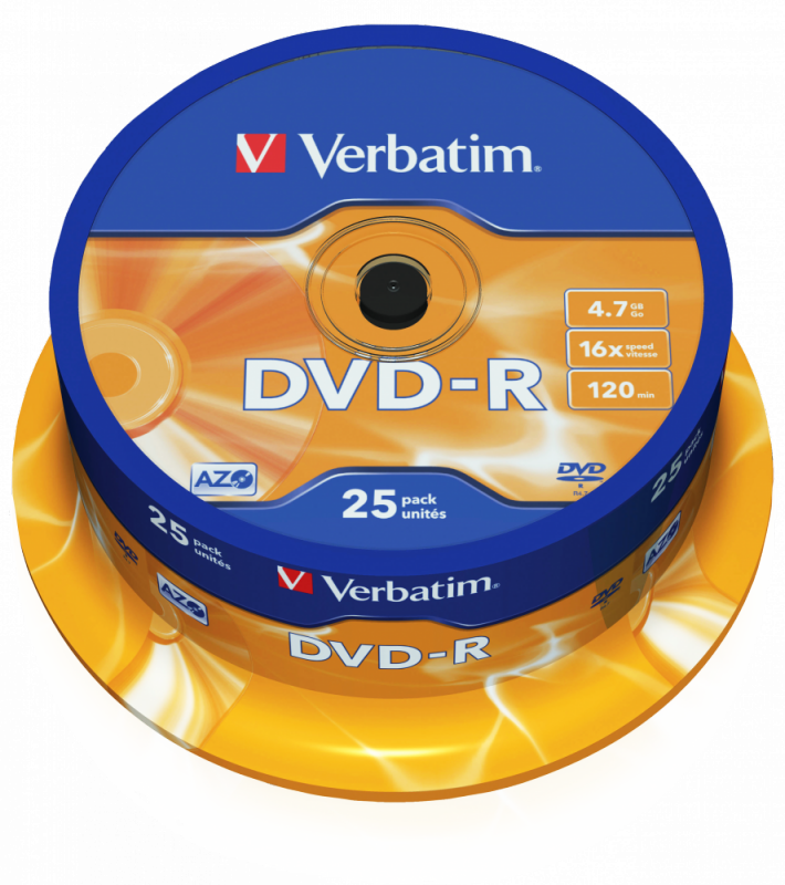 PŁYTA DVD-R 4,7GB 16X VERBATIM DATALIFE PLUS 43522 CAKE 25 SZT.