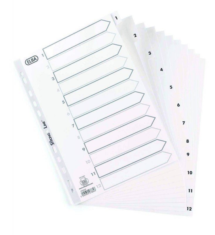 PRZEKŁADKI 1-12 A4 OXFORD 100204771 BIAŁE PP 120MIC