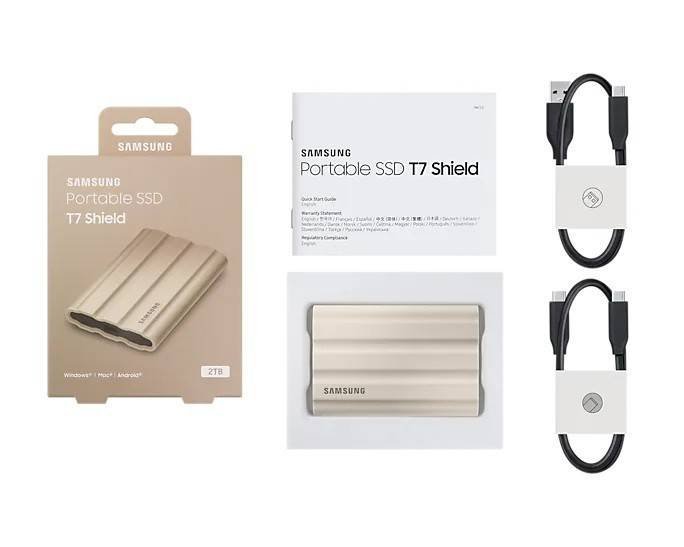 SAMSUNG DYSK SSD T7 SHIELD 2TB USB 3.2, BEŻOWY