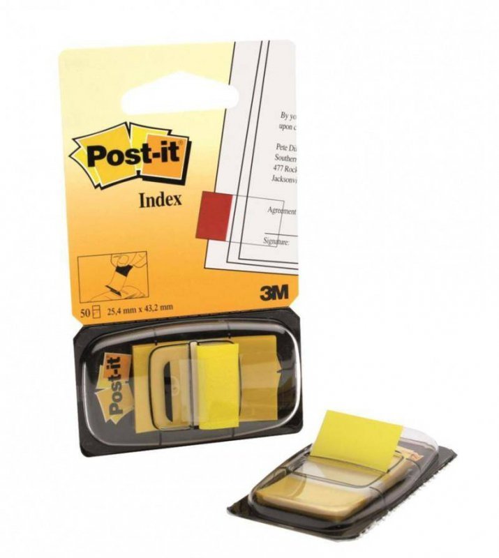 ZAKŁADKI INDEKSUJĄCE FOLIOWE 25,4X43,2MM 3M POST-IT® 680-5 ŻÓŁTE 50SZT