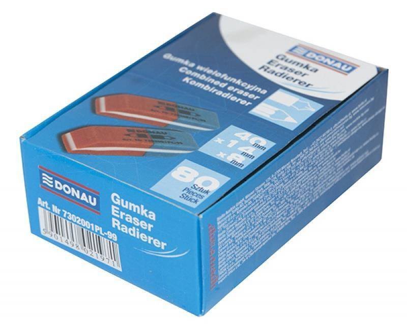 GUMKA DO ŚCIERANIA DONAU NIEBIESKO-CZERWONA 40X14X8MM