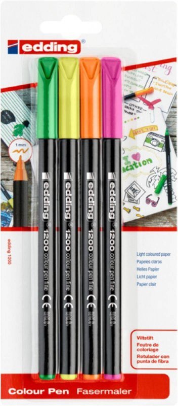 FLAMASTER Z CIENKĄ KOŃCÓWKĄ BLISTER EDDING 1200 MIX KOLORÓW 1 MM 4SZT