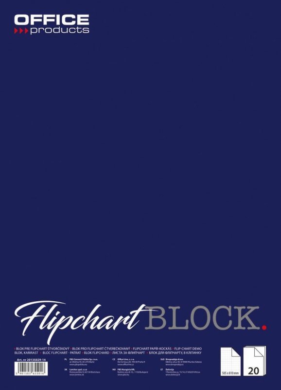 BLOK DO FLIPCHARTÓW 58,5X81CM OFFICE PRODUCTS KRATKA 20ARK