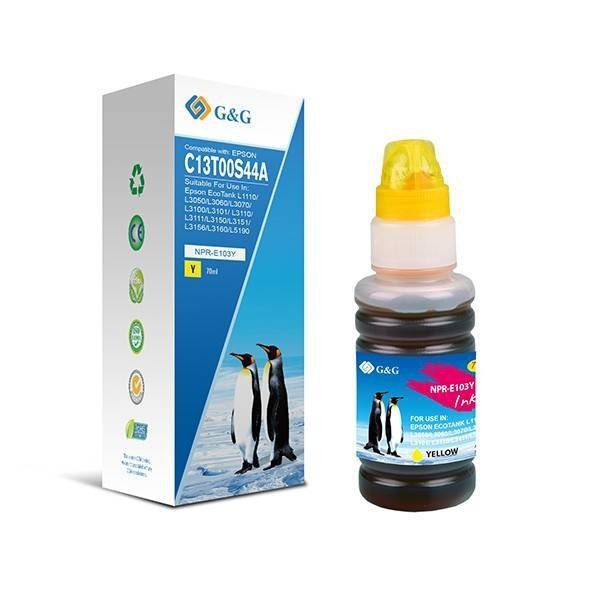 G&G KOMPATYBILNY INK / TUSZ Z C13T00S44A, YELLOW, NPR-E103Y-70ML-B, DLA EPSON ECOTANK L3151, L3150, L3111, L3110