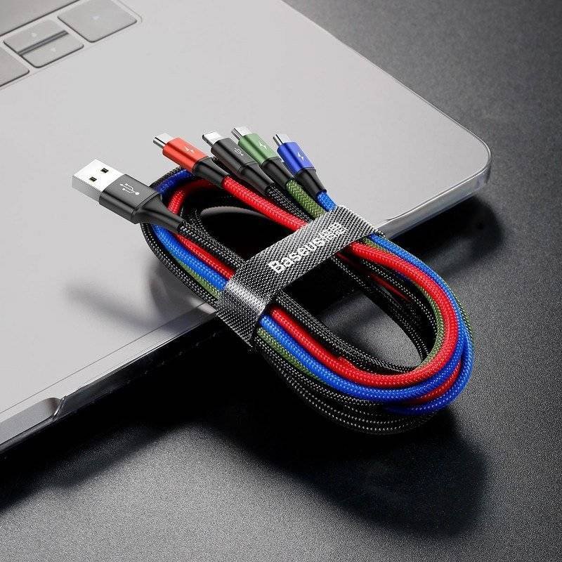 Kabel USB Baseus Fast 4w1 USB-C / 2x Lightning / Micro 3,5A 1,2m (czarny)