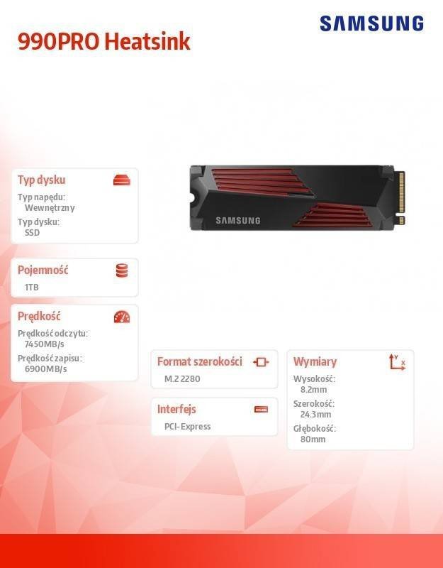 SAMSUNG DYSK SSD 990PRO HEATSINK NVME 1TB