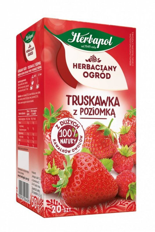 HERBATA TRUSKAWKA Z POZIOMKĄ HERBAPOL HERBACIANY OGRÓD 20 TOREBEK