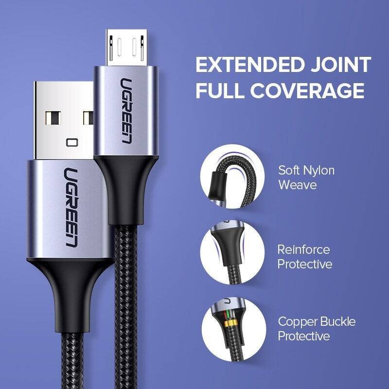 KABEL USB DO MICRO USB UGREEN US290 QC 3.0 2.4A 1M (CZARNY)