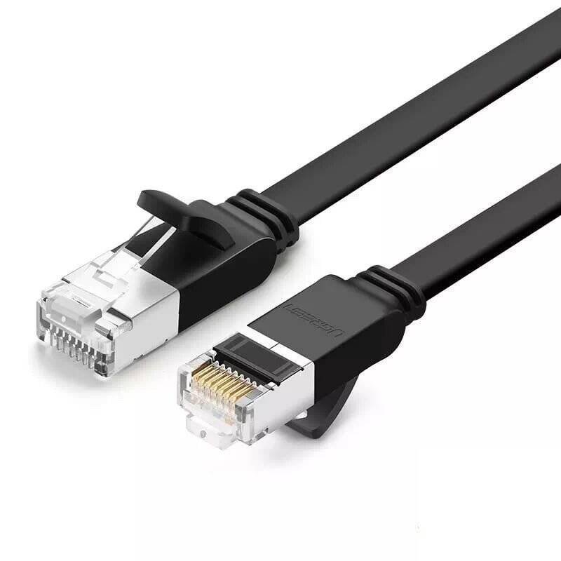 PŁASKI KABEL SIECIOWY UGREEN NW101 Z METALOWYMI WTYCZKAMI, ETHERNET RJ45, CAT.6, UTP, 3M (CZARNY)
