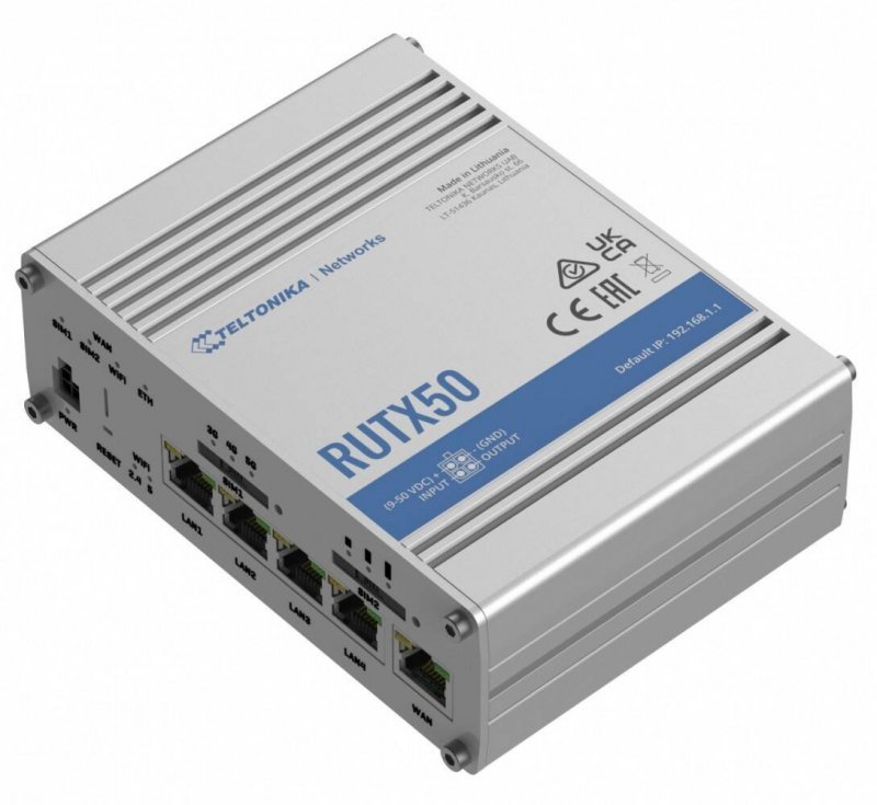 TELTONIKA ROUTER 5G RUTX50 DUAL SIM, GNSS, WIFI, 4XLAN, USB2.0