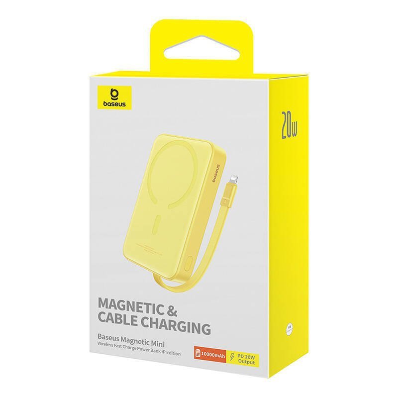 Powerbank magnetyczny Baseus Magnetic Mini 10000mAh, USB-C 20W MagSafe (żółty)