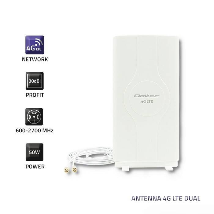 QOLTEC ANTENA 4G LTE DOOKÓLNA | 2XSMA | 30DBI | WEWNĘTRZNA
