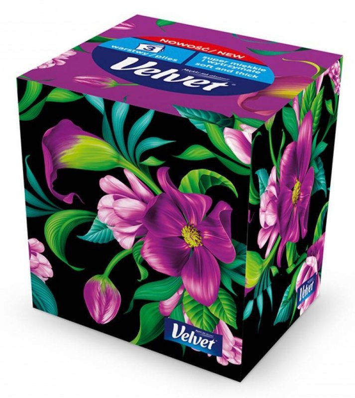 CHUSTECZKI UNIWERSALNE TRZYWARSTWOWE CELULOZOWE VELVET CUBE STYLE BIAŁE 56 LISTKÓW