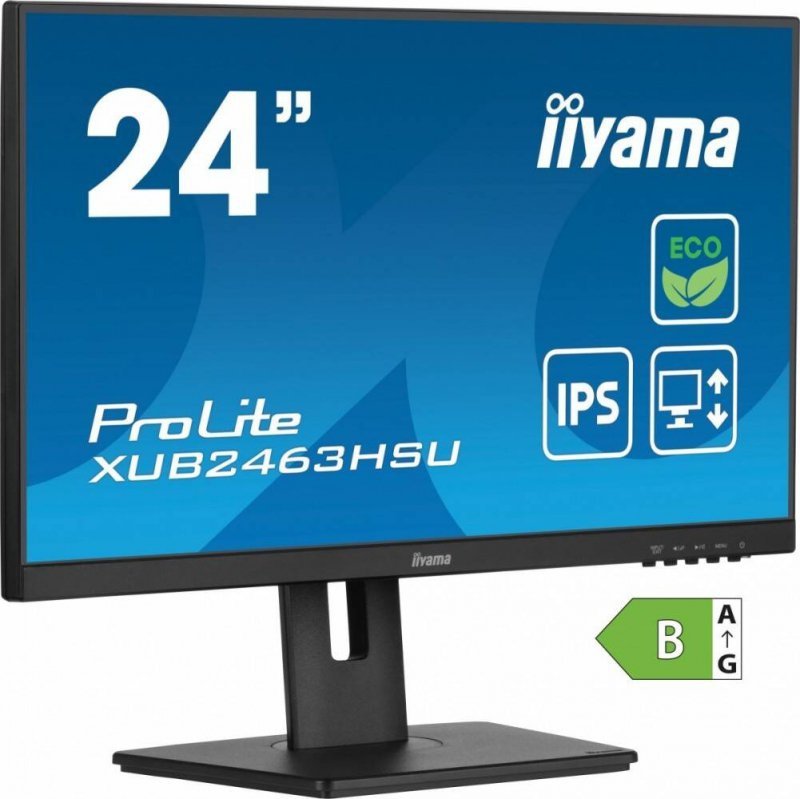 IIYAMA MONITOR 23.8 CALA PROLITE XUB2463HSU-B1 IPS,100HZ,ECO,3MS,SLIM,HDMI,DP,2X USB3.22X2W,HAS(150MM),TCO,EPEAT