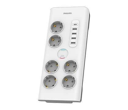 PHILIPS LISTWA ANTYPRZEPIĘCIOWA 6 GNIAZD AC FR 40W, 2 M