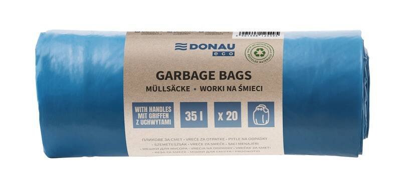 WORKI LDPE Z USZAMI DONAU ECO NIEBIESKIE 35L 20SZT.