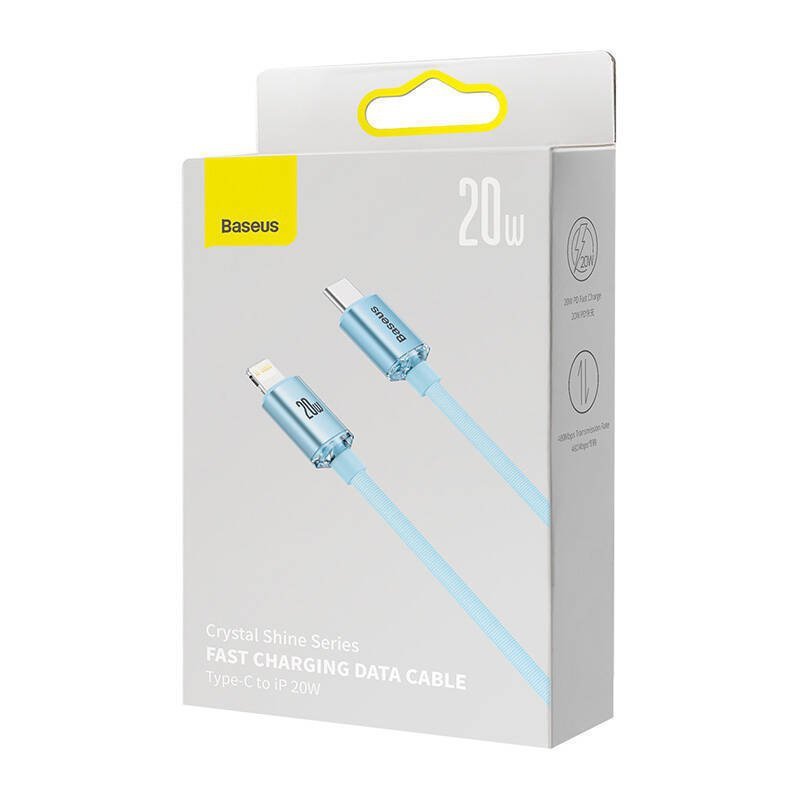 KABEL USB-C DO IP BASEUS CRYSTAL SHINE, 20W, 2M (NIEBIESKI)