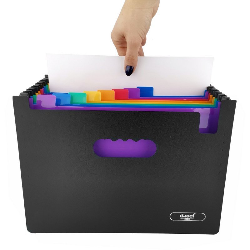 TECZKA Z UCHWYTAMI ROZSZERZANA A4 D.RECT 5956 CZARNA PP 13 PRZEGRÓDEK