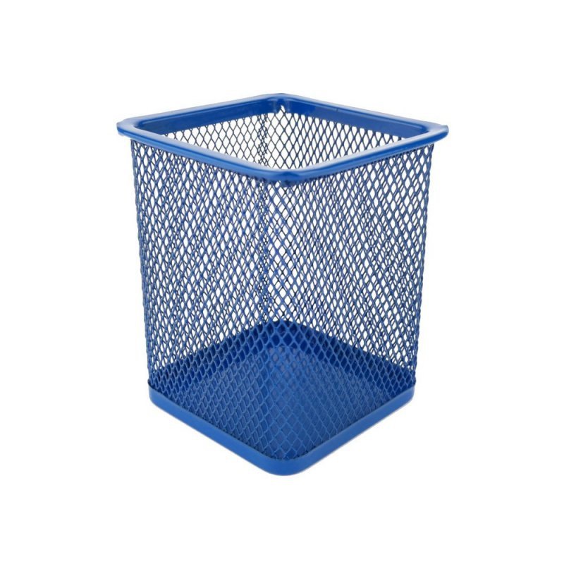 PRZYBORNIK NA DŁUGOPISY 80X80X100MM D.RECT GRANATOWY METALOWA SIATKA