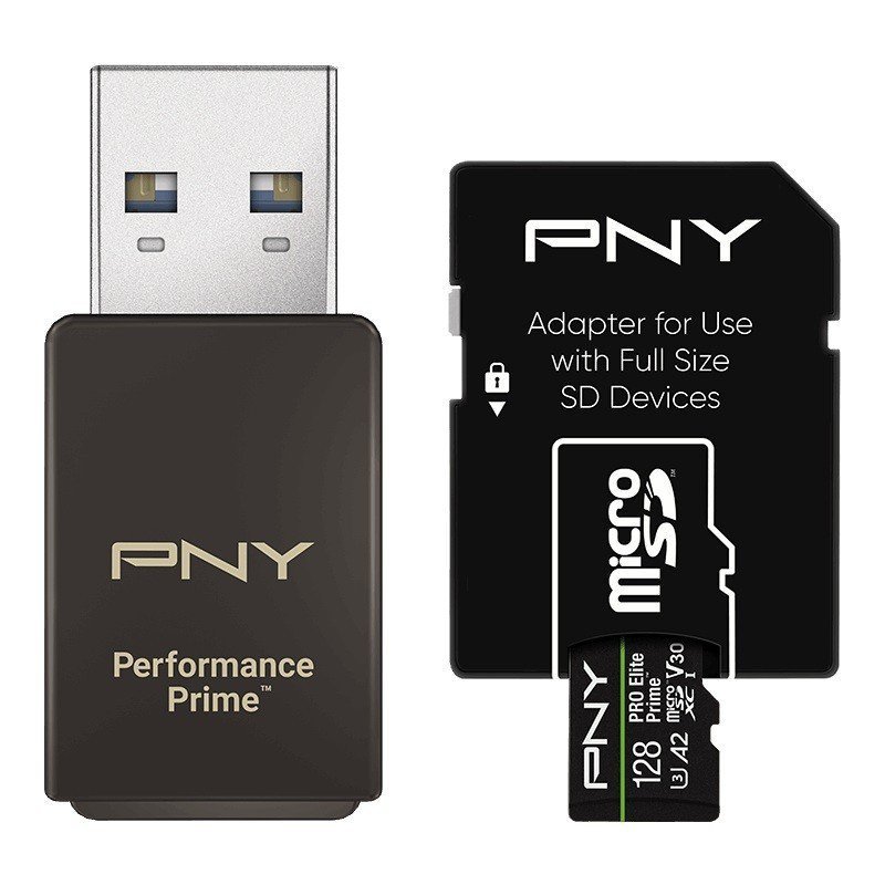 PNY KARTA PAMIĘCI MICROSDXC ELITE PRIME 128GB + ADAPTER SD + CZYTNIK USB-A