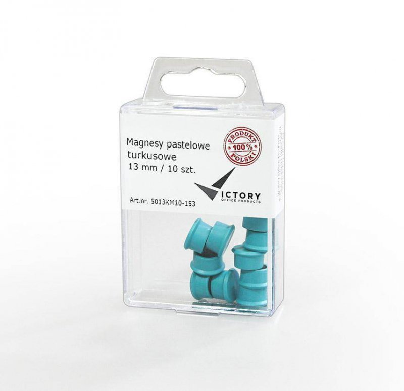 MAGNESY 13MM VICTORY OFFICE PRODUCTS 5013KM10-153 PASTELOWE TURKUSOWE 10SZT
