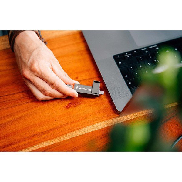 Verbatim USB flash disk, USB C a USB 3.2 Gen 1, 1000GB, Dual QuickStick, szary, 32043, USB C, z oczkiem na brelok