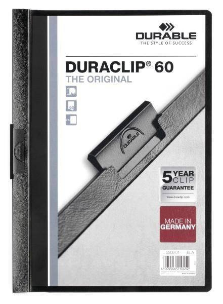 SKOROSZYT ZACISKOWY A4 DURABLE DURACLIP 220901 CZARNY PLASTIKOWY 60 KRT
