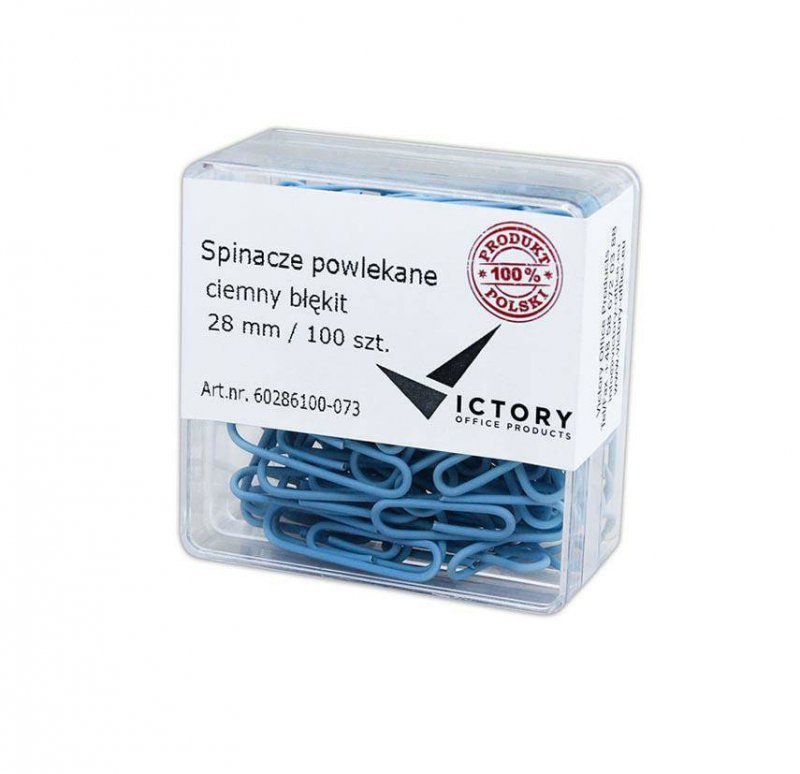 SPINACZE OKRĄGŁE 28MM VICTORY OFFICE PRODUCTS 60286100-073 PASTELOWE CIEMNONIEBIESKIE METALOWEPOWLEKANE W POJEMNIKU PLASTIKOWYM 