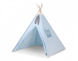 Namiot Tipi dla dzieci + zawieszki pióra - niebieski
