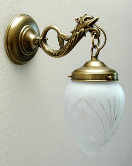 Kinkiet mosiężny,lampa ścienna z mosiądzu