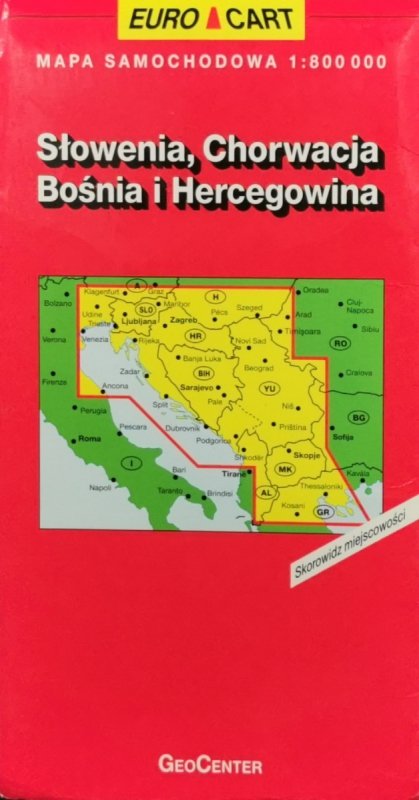 SŁOWENIA, CHORWACJA, BOŚNIA I HERCEGOWINA. SKALA 1:800 000