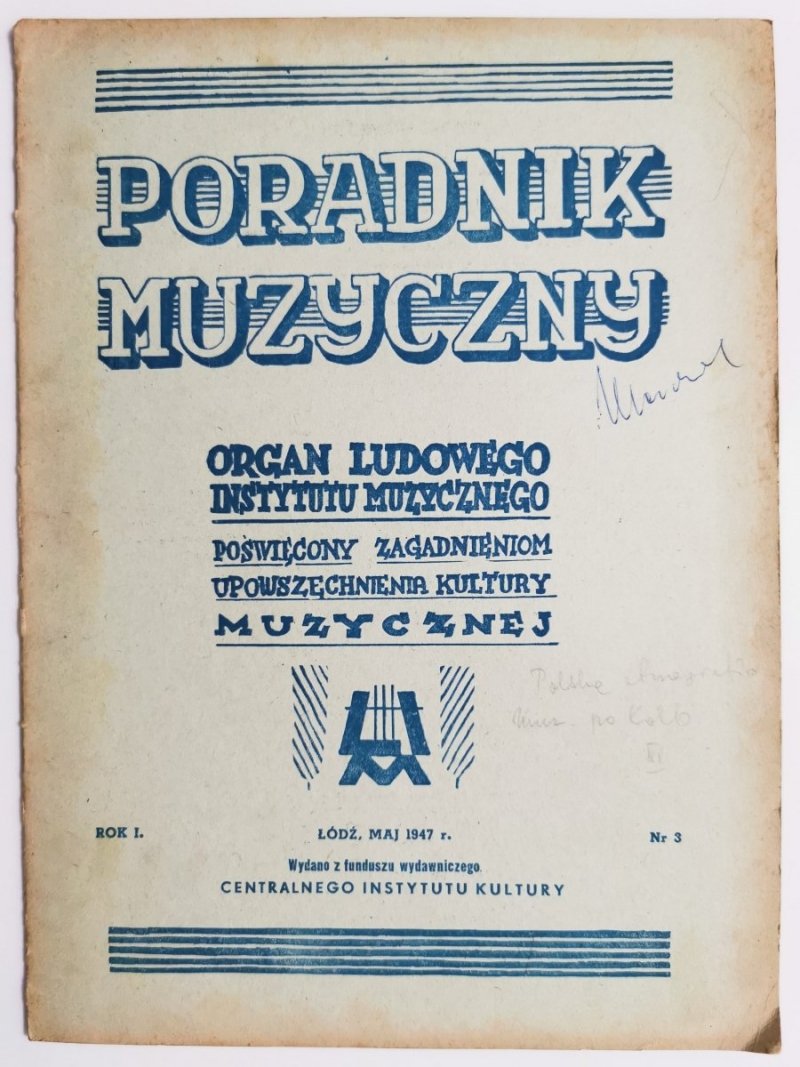 PORADNIK MUZYCZNY ROK I NR 3 MAJ 1947