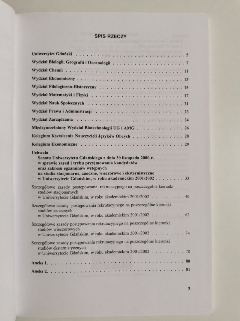 INFORMATOR DLA KANDYDATÓW NA STUDIA STACJONARNE, ZACZONE I INNE 2001/2002