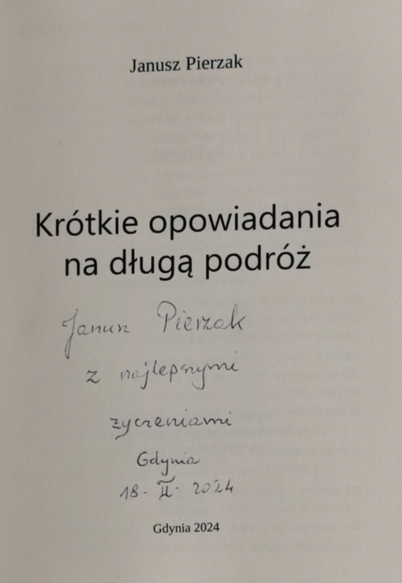 KRÓTKIE OPOWIADANIA. AUTOGRAF - Janusz Pierzak