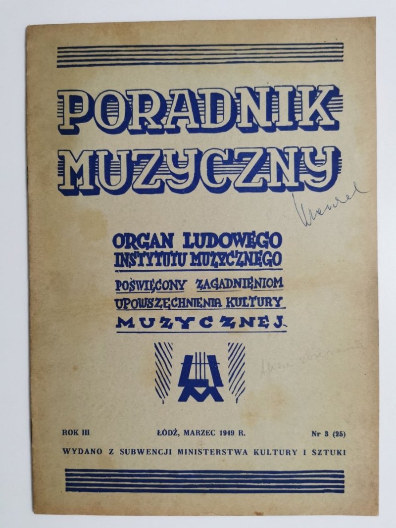 PORADNIK MUZYCZNY ROK III NR 3 (25) MARZEC 1949 r.