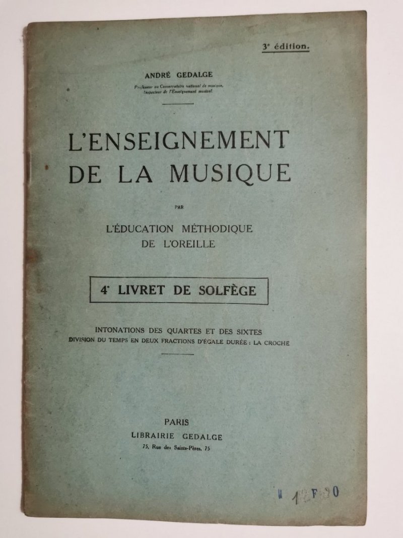 L'ENSEIGNEMENT DE LA MUSIQUE - 