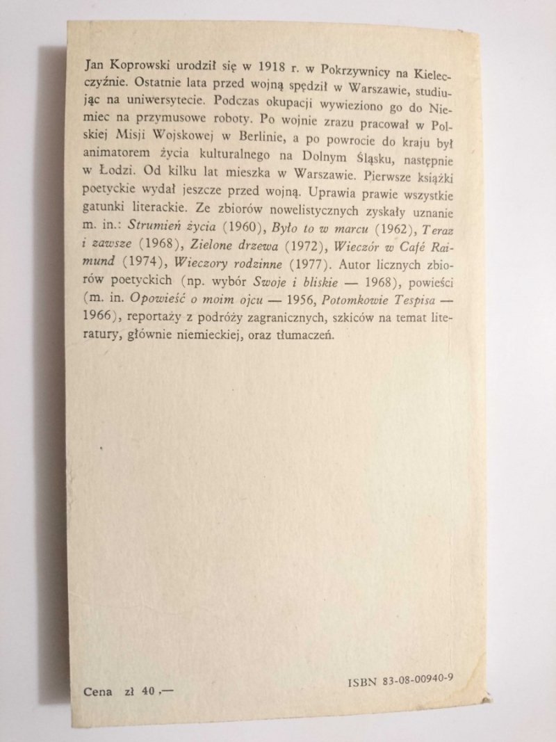 OPOWIEŚCI KAWIARNIANEGO STOLIKA - Jan Koprowski 1984