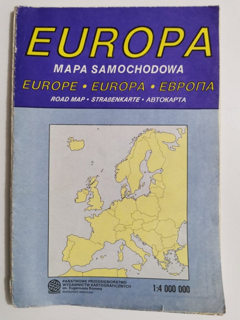 EUROPA. MAPA SAMOCHODOWA 1: 4 000 000 1982
