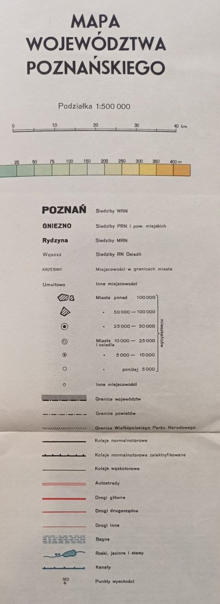 MAPA WOJEWÓDZTWA POZNAŃSKIEGO 1: 500 000 1966