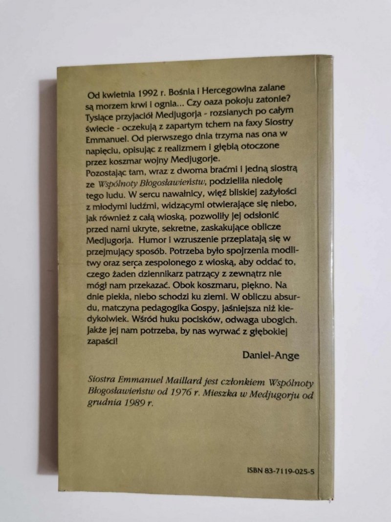 MEDJUGORJE. WOJNA DZIEŃ PO DNIU - Siostra Emmanuel  1995