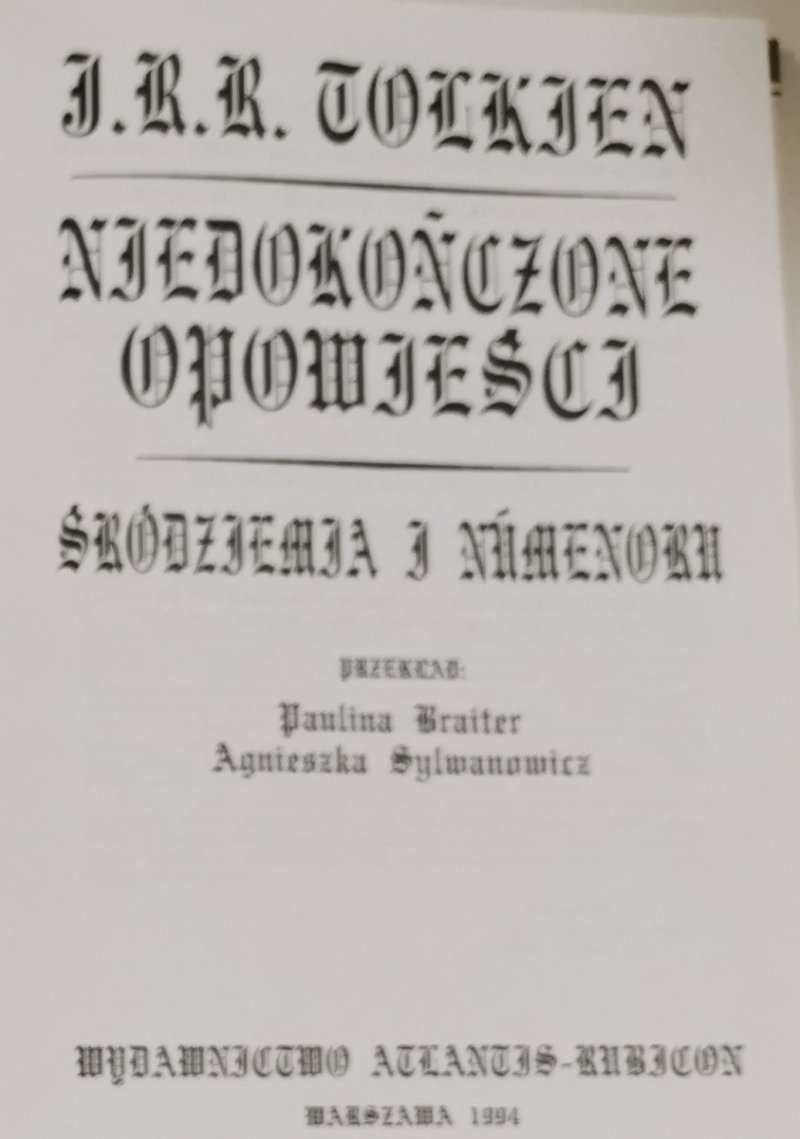 NIEDOKOŃCZONE OPOWIEŚCI - J. R. R. Tolkien