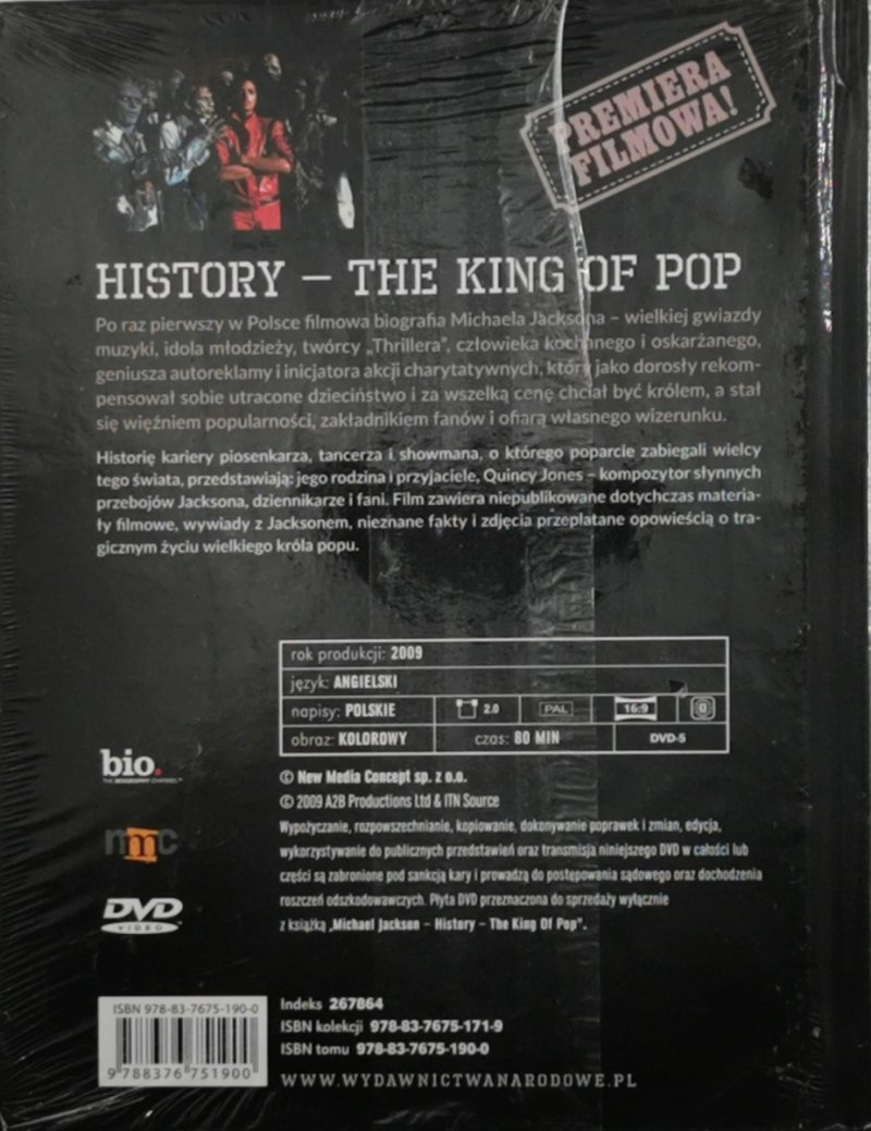 DVD. LEGENDY MUZYKI. MICHAEL JACKSON. HISTORY – THE KING OF POP